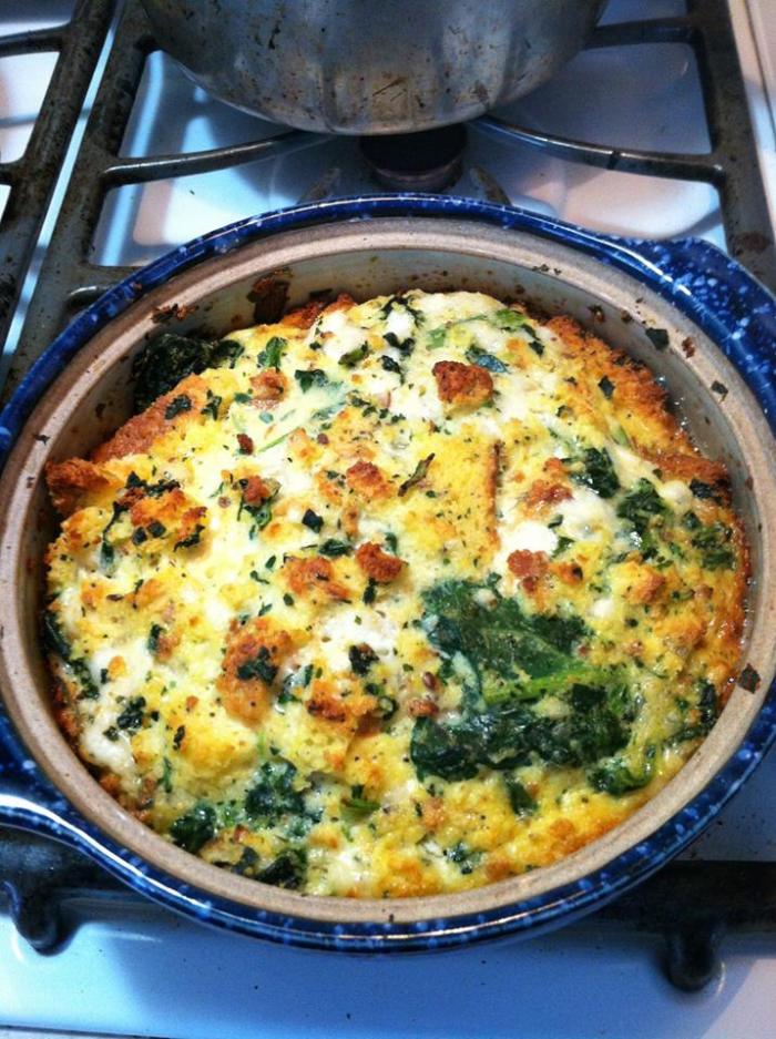 Edible Recipe: Snow Storm Spinach Cheese Strata (GF)